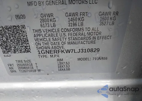 2020 Chevrolet Traverse Fwd Ls from USA, damaged, VIN 1GNERFKW7LJ310829
